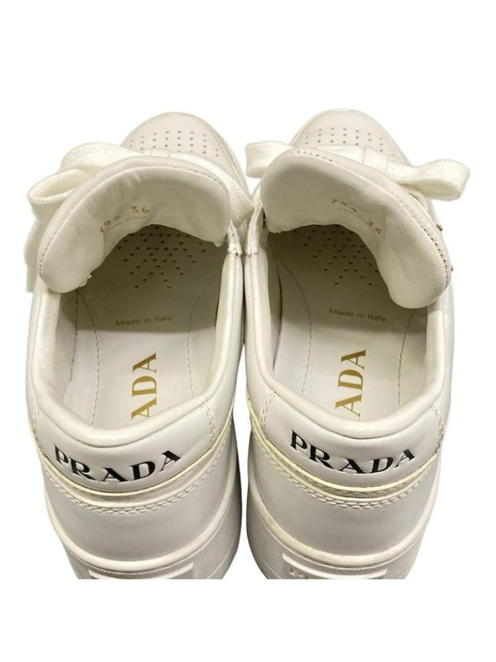 Prada Sneakers 36 Downtown White Triangle Logo Leather - Picture 7 of 12